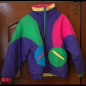 Casual time quilted bright Colors and shapes￼ Jacket – kid size medium 10/12￼